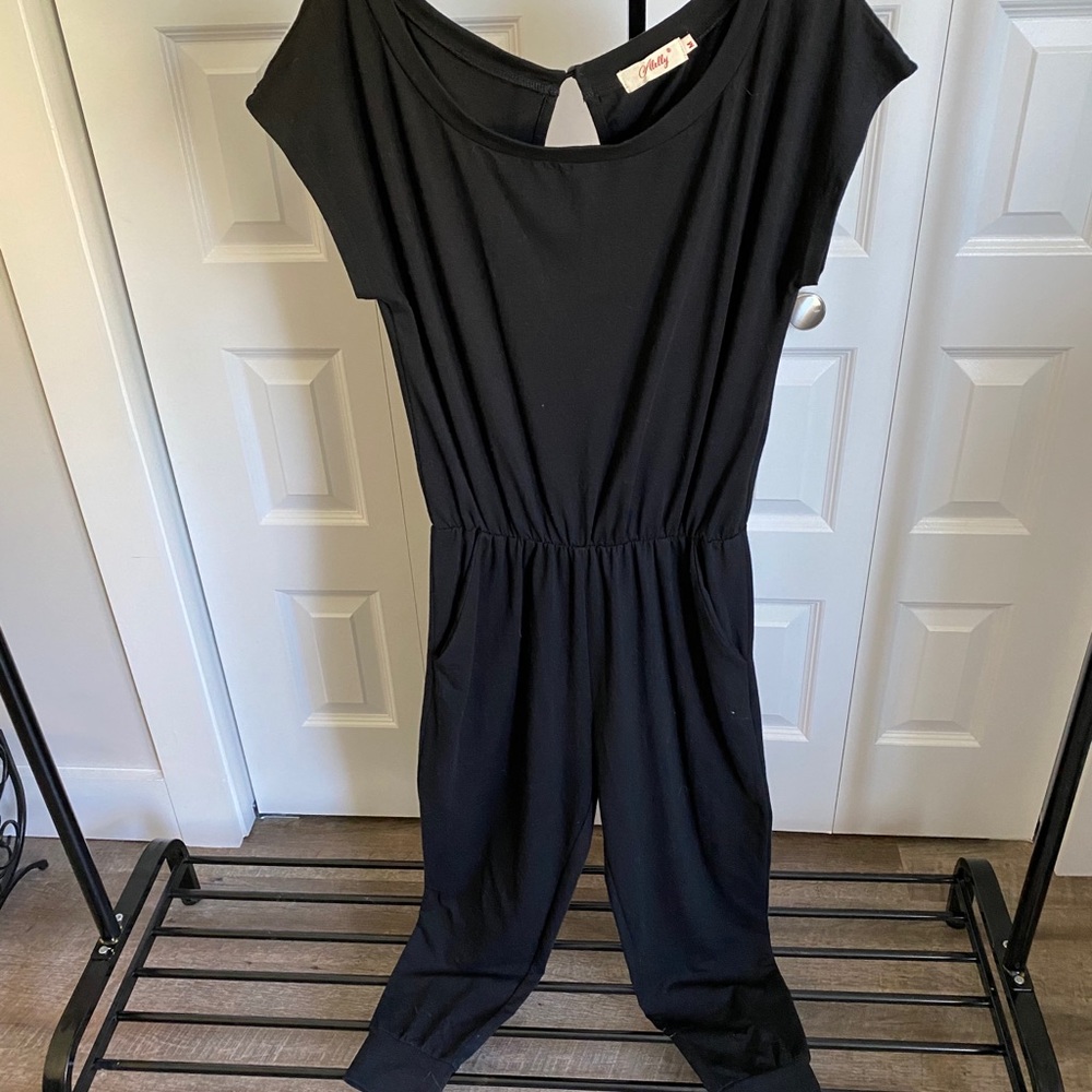 Off the shoulder black jumpsuit
